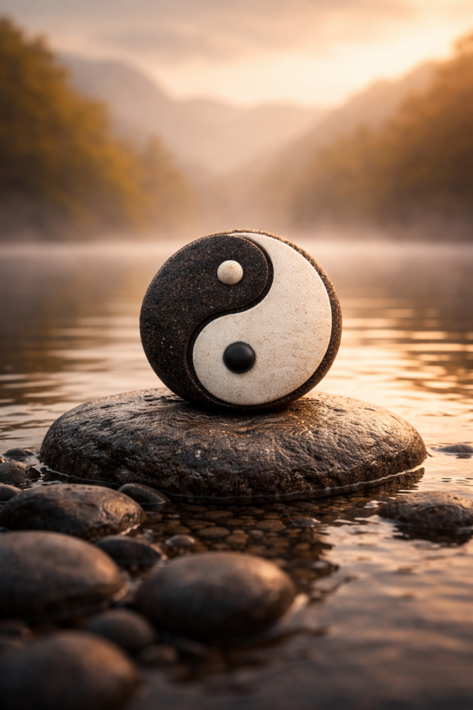Yin und Yang Symbol als Darstellung von Balance und Gegensätzen im Daoismus